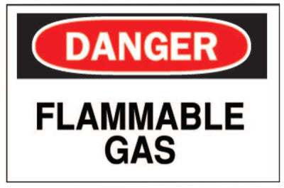 Chemical & Hazardous Material Signs, Danger/Flammable Gas, White/Red/Black