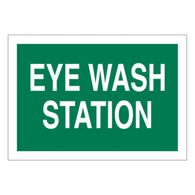 Eye Wash Station Signs, White on Green