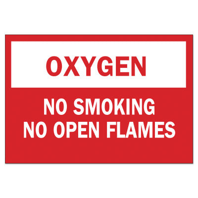 Chemical and Hazardous Material Signs, Oxygen/No Smoking No Open Flames