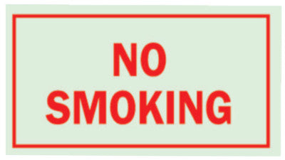 Glo Glow-In-The-Dark Safety Signs, No Smoking, Glow Background/Red Text