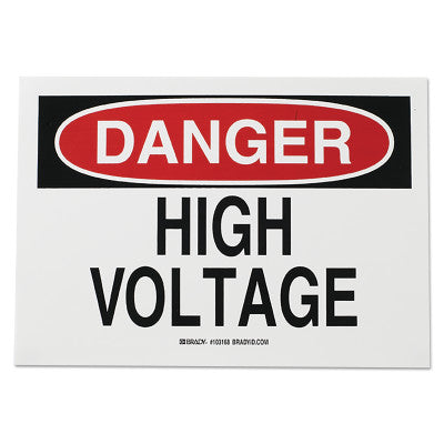 Health & Safety Signs, Danger - High Voltage, 10X14 Fiberglass