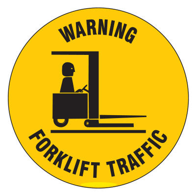 Anti Skid Floor Signs Warning Forklift Traffic, 17 in Dia., Black on Yellow