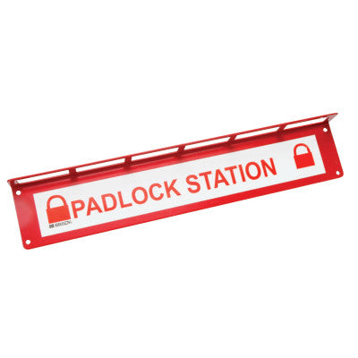 Large Padlock Stations, 16 in W x 1 1/4 in L, White/Red