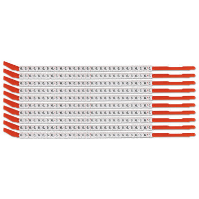Clip Sleeve Wire Markers, 3 in x 8.8 in, "6", Black on White