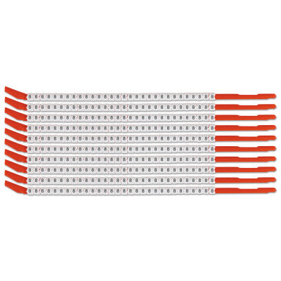 Clip Sleeve Wire Markers, 3 in x 9 1/4 in, "8", Black on White