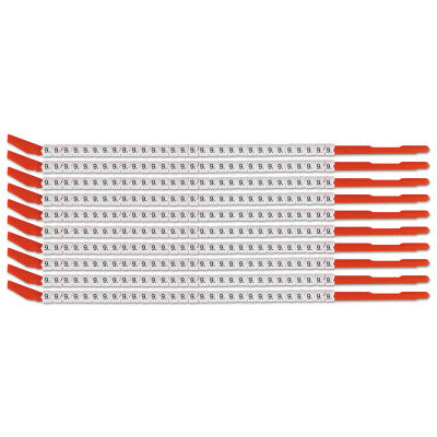 Clip Sleeve Wire Markers, 3 in x 8.4 in, "9", Black on White