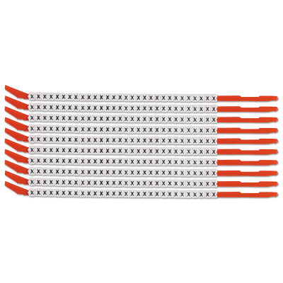 Clip Sleeve Wire Markers, 3 in x 9 1/4 in, "X", Black on White