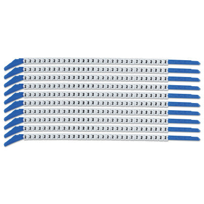 Clip Sleeve Wire Markers, 0.2 in x 2.8 in, "2", Black on White