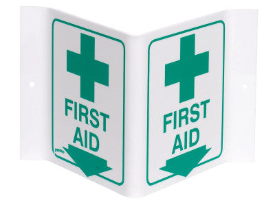 Standard "V" Signs, FIRST AID (W/PICTO), Green on White