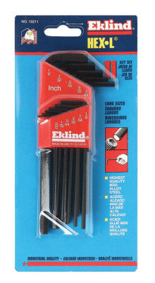 Hex-L Key Set, 11 per holder, Hex Tip, Inch, Long Arm