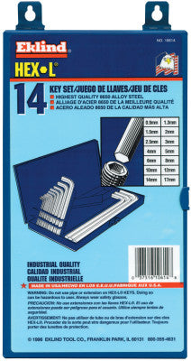 Hex-L Key Set, 14 per set, Hex Tip, Metric