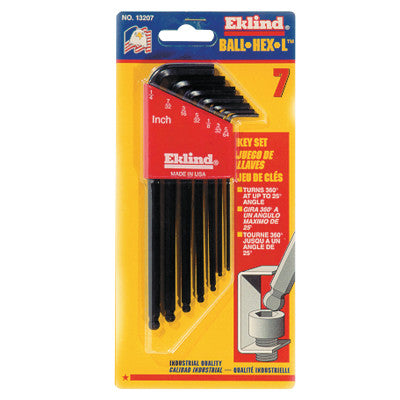 Ball-Hex-L Key Sets, 7 per holder, Hex Ball Tip, Inch