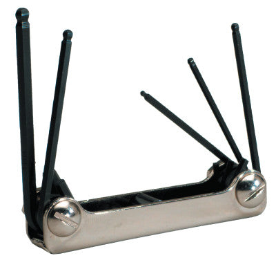 Metric Fold-Up Hex Key Sets, 5 per fold-up, Ball Hex Tip, Metric, Small