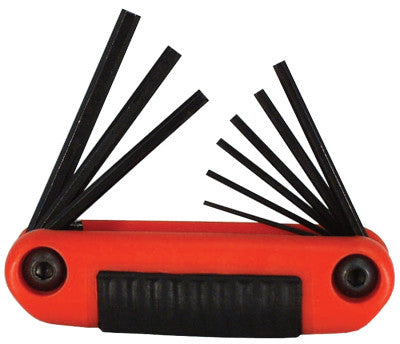 Ergo-Fold Hex Key Sets, 9 per set, Hex Tip, Inch, Small Handle