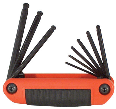 Ergo-Fold Hex Key Sets, 9 per set, Ball Hex Tip, Inch