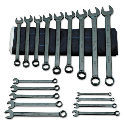 Combination Wrench Sets, 12 Points, Metric, Black
