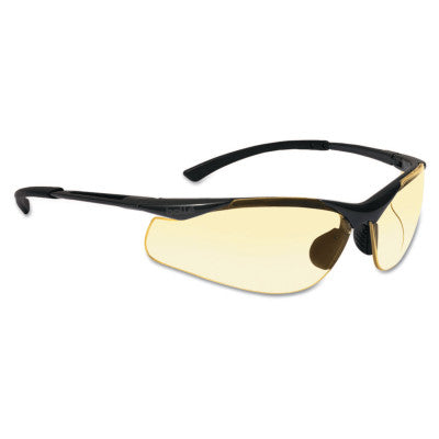 Contour Series Safety Glasses, Yellow Lens, Anti-Fog, Anti-Scratch, Black Frame