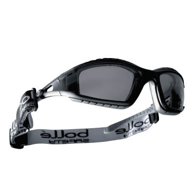 Tracker Series Safety Glasses, Smoke Lens, Smoke, Black/Gray Frame, Foam, Rubber