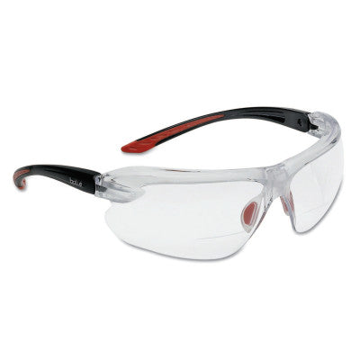 IRI-s Series Safety Glasses, Clear Polycarbonate Lenses, Red/Black, 1.5 Diopter