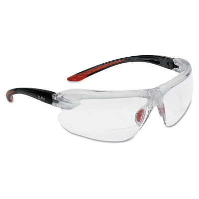 IRI-s Series Safety Glasses, Clear Polycarbonate Lenses, Red/Black, 3 Diopter