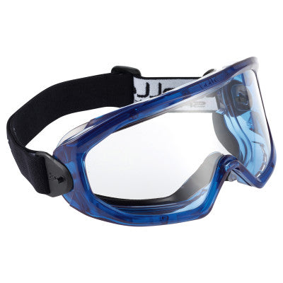 SUPER BLAST Safety Goggles, One Size, Clear, Blue Frame, Anti-Fog, Anti-Scratch