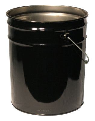 Unlined Open Head Steel Pail, 5 Gallon, 10.9 in Cap, Black