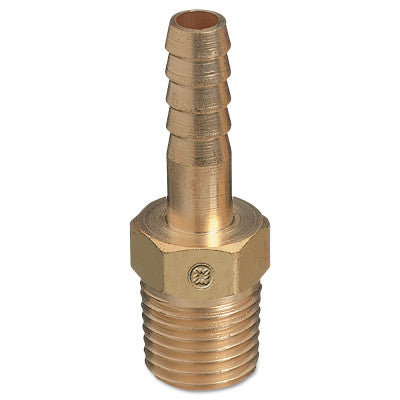 Brass Hose Adaptors, NPT Thread/Barb, Brass, 3/8 in