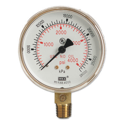 2 in Regulator Gauge, G-2-400W, 400 PSIG, 1/4 in (NPT)