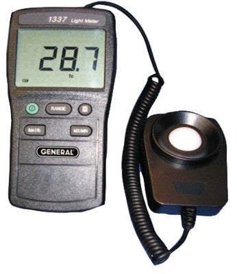 Wide Range Digital Light Meter, 4 Range, 20,000 lx/2,000 fc