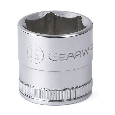 3/8 in Drive 6 and 12 Point Metric Standard Length Sockets, 19 mm, 6 Pts