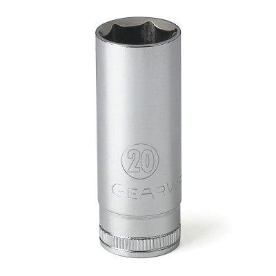 3/8 in Drive 6 and 12 Point Metric Deep Length Sockets, 20 mm Tip, 6 Pt