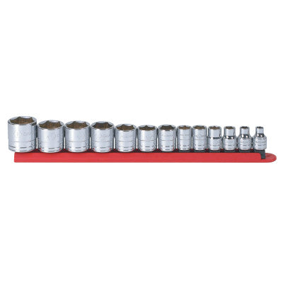 13 Piece Surface Drive Socket Sets, 3/8 in, 6 Point