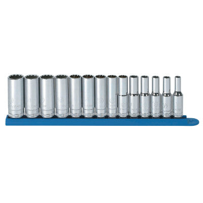14 Piece Surface Drive Socket Sets, 3/8 in, 12 Point