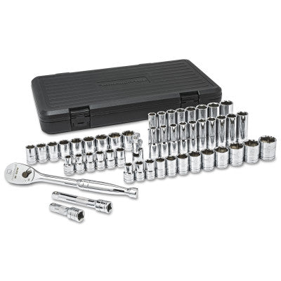 49-piece 1/2 in Drive 6-Point Socket Sets, SAE/Metric