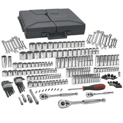 216 Piece Mechanics Tool Sets, SAE/Metric, 6 and 12 Point, Chrome