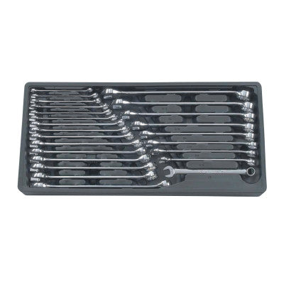 24 Pc Long Pattern Combination Wrench Sets, 12 Point, SAE/Metric, Storage Tray