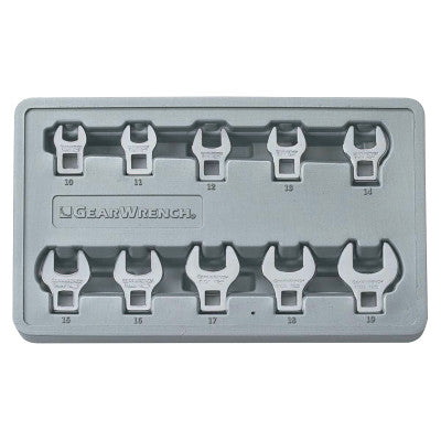 10 Piece Crowfoot Drive Non-Ratcheting Wrench Set, 3/8 " Drive, 10 mm - 19 mm