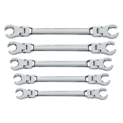 5 Piece Flex Flare Nut Wrench Set, SAE, Polished Chrome