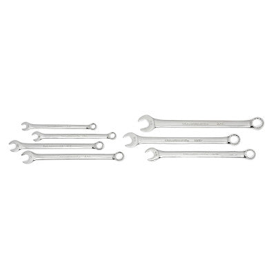 Long Pattern Combination Metric Wrench Sets, 12 Points, SAE, Chrome, 7 Pc.