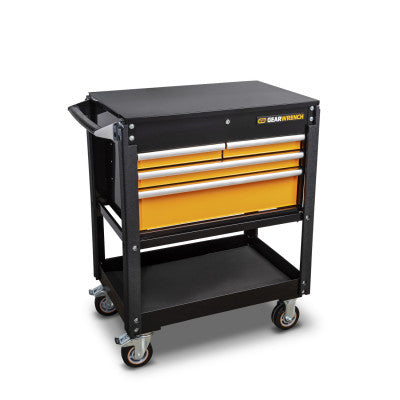 Utility Carts, 650 lb Capacity, 42 in x 21 in, Steel, Black/Orange