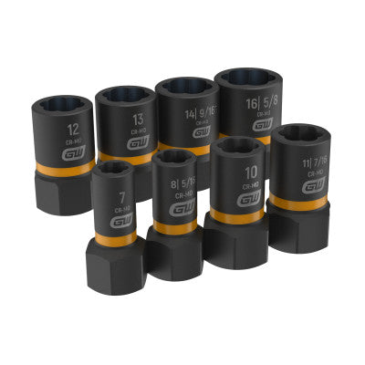 Bolt Biter Extraction Socket Sets, Black Oxide, Includes 5/16 to 5/8 in