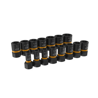 Bolt Biter Extraction Socket Sets, Black Oxide, Includes 1/4 to 3/4 in