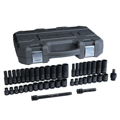 44 Piece Standard/Deep Impact Socket Set, 3/8", 6 Point, SAE/Metric, Black Oxide