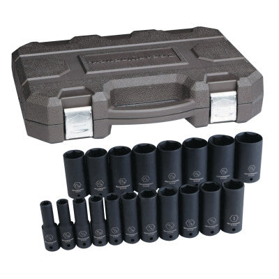 19 Piece Deep Impact Socket Set, 1/2 in, SAE