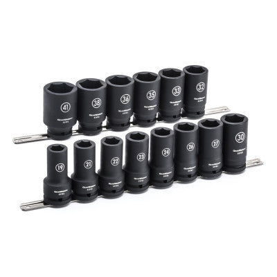 14 Pc. 6 Point Deep Impact Metric Socket Sets, 3/4 in Dr