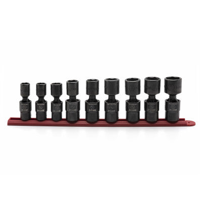 9 Pc. 6 Point Standard X-Core Pinless Universal Impact SAE Socket Sets, 1/2 in
