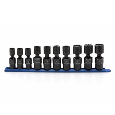 10 Pc. 6 Point Standard X-Core Pinless Universal Impact Metric Socket Sets, 3/8