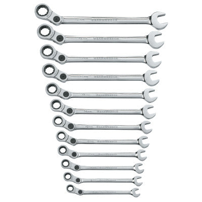 12 Pc Indexing Combination Wrench Sets, 12 Point, Metric