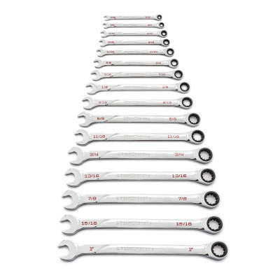 120XP Combination Wrench Sets, 6; 12 Points, SAE, Chrome, 16 Pc.