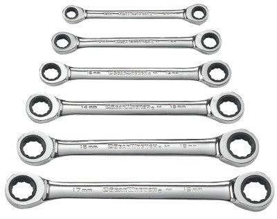 6 Pc. Double Box Ratcheting Wrench Sets, Metric